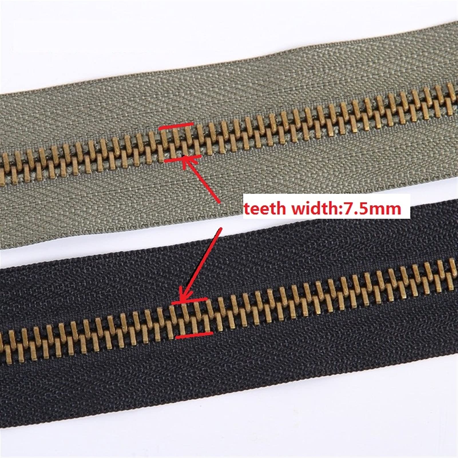 Mdingbao Cerniera Lampo 8# In Metallo Rame, Doppio Cursore, Nastro Olive Nero, 70-120 Cm, Per Giacca E Zaino - 3
