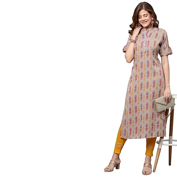 ANNI DESIGNER Women's Crepe Printed Straight Kurta (Noki STY Lawm Green_XL_Lawm Green_X-Large)