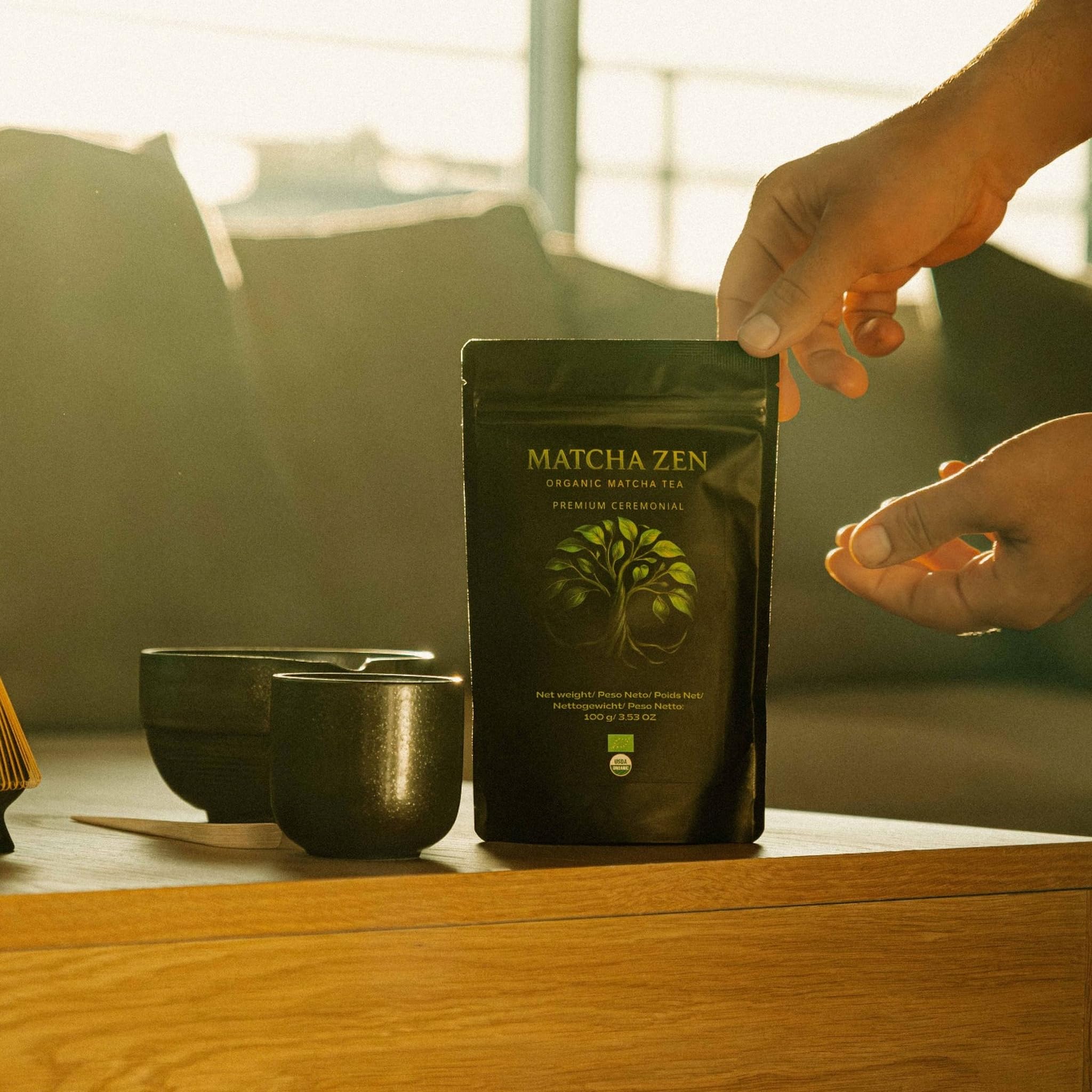 Té Matcha grado Ceremonial premium bio 100 g| Matcha 100% ecológico | Té verde en polvo orgánico | Macha en polvo | MATCHA ZEN