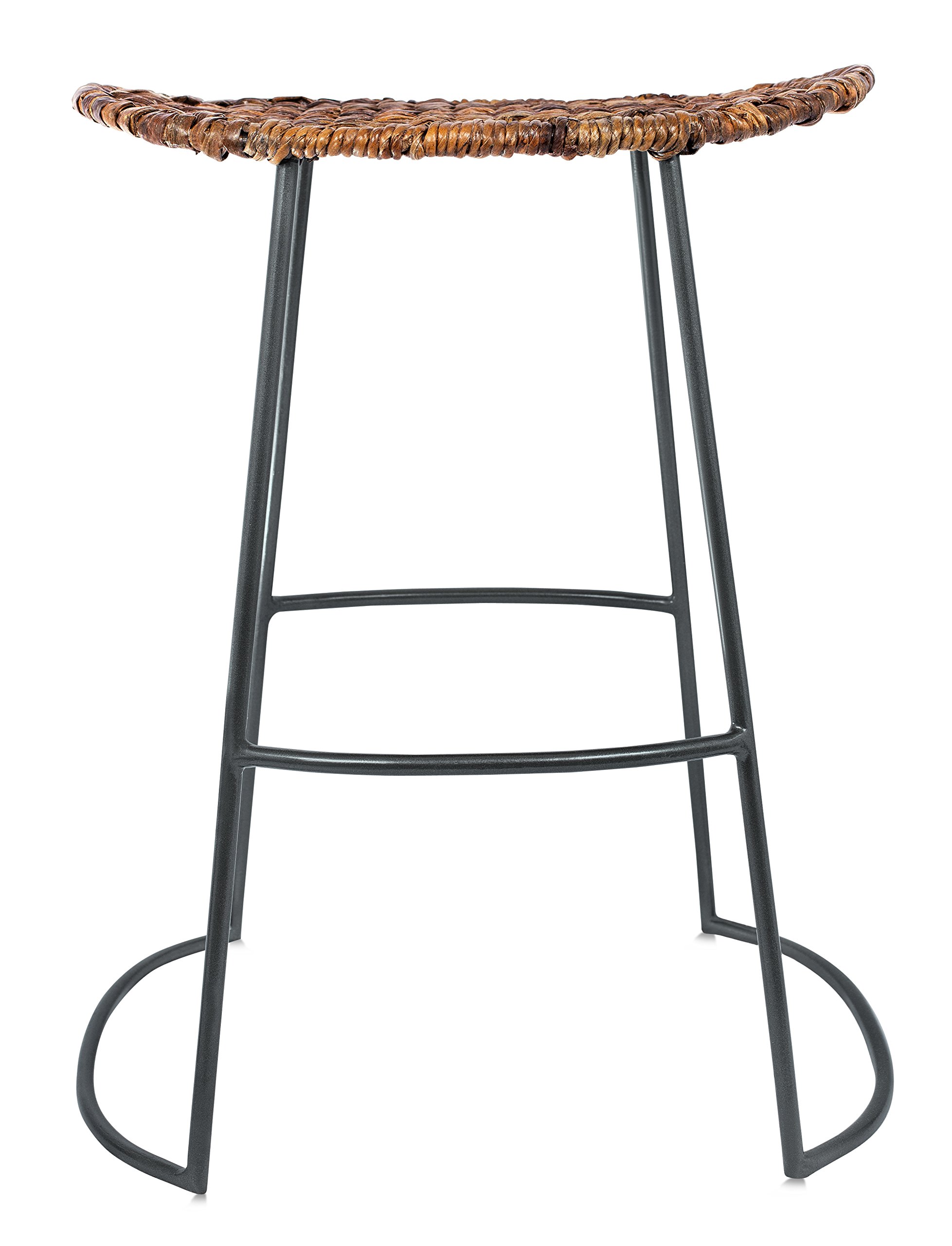 BirdRock Home Industrial Seagrass Counter Stools Hand Woven Metal Frame 24 inches Set of