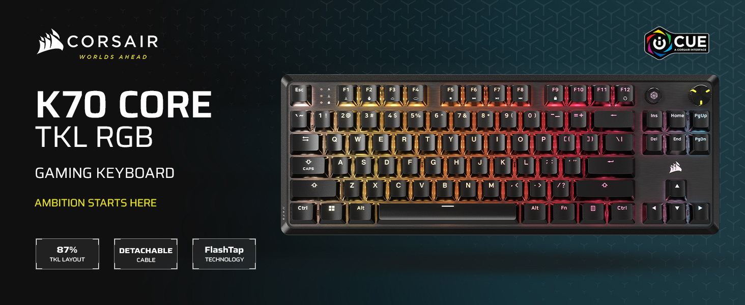 Amazon.com: Corsair K70 CORE TKL RGB Tenkeyless Mechanical Wired