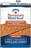 Thompson’s WaterSeal Natural Cedar Semi-Transparent Waterproofing Wood Stain & Sealer, 1 Gallon - UV & Water Protection for Decks