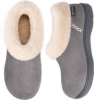 EverFoams Women's Micro Suede Fuzzy Plush Lined Slippers with Cozy Memory Foam