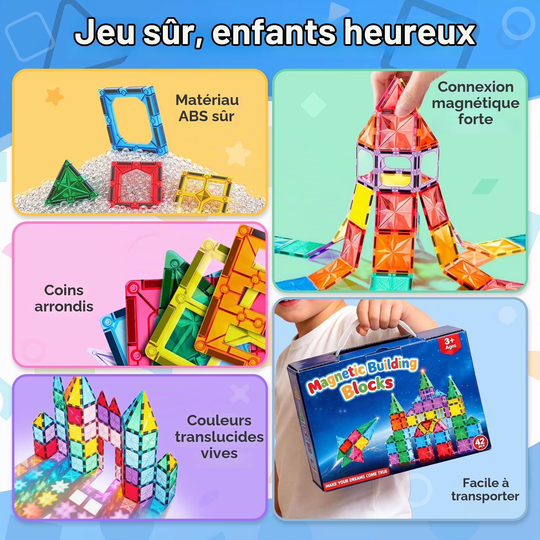 WOOBLO Construction Magnetique,Enfant Jouet Magnétique STEM 3+, Amovible