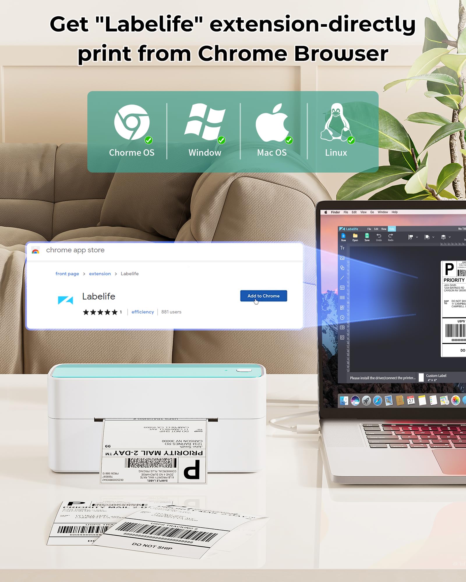 Snapklik Phomemo Bluetooth Thermal Label Printer 4x6 241bt