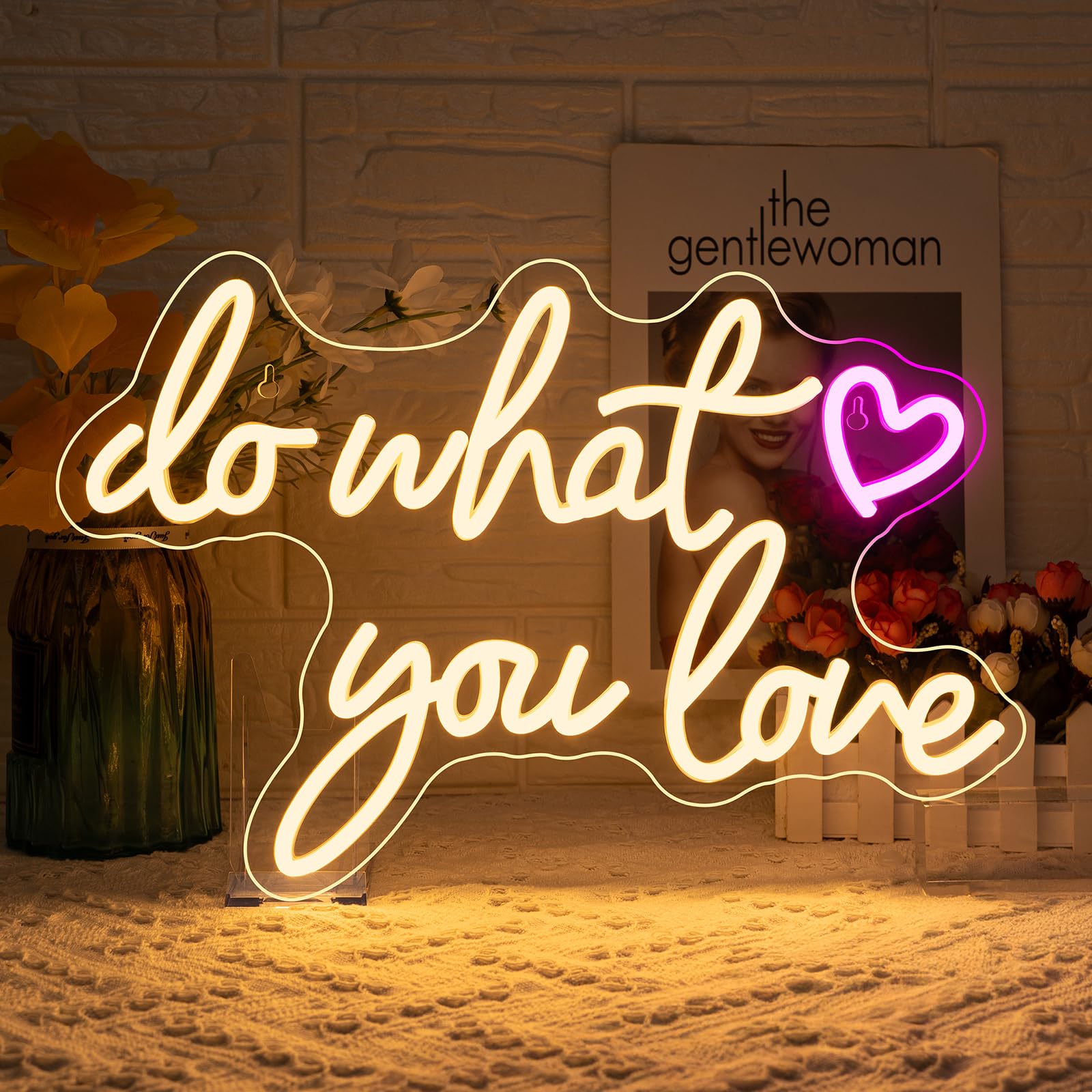 Do What You Love Neonlicht Schriftzug, Warmweiß Neon Schild für Wand Dekor, USB betrieben Neon Led Schild Leuchtreklame für Schlafzimmer, Wohnkultur, Büro