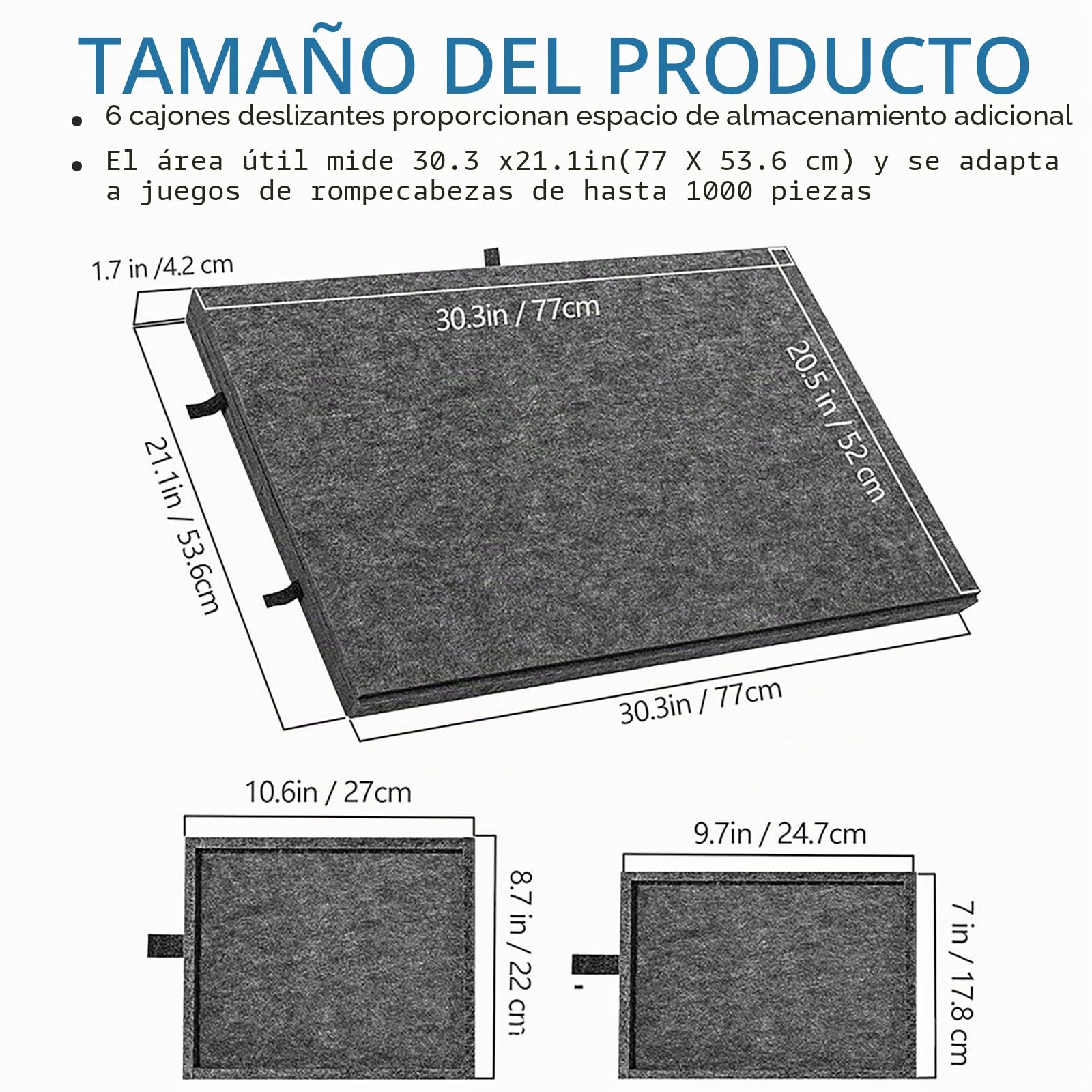 Mesa Inclinable para Puzzles con 6 Cajones y Cubierta - Tablero Ligero de Fieltro para Hasta 1000 Piezas - Con Soporte 2 en 1 y Asa de Transporte - Ideal para Adultos y Amantes de los Puzzles