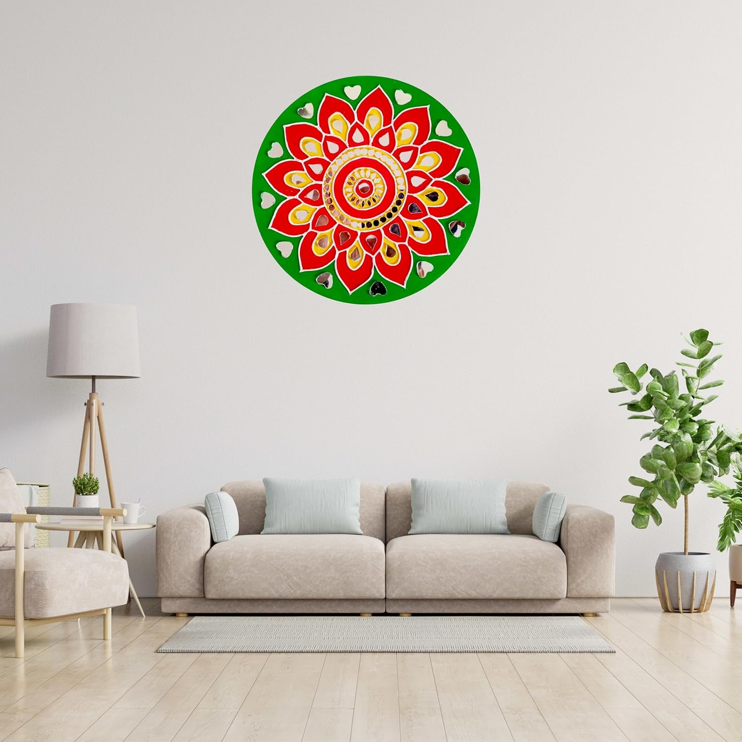 Decordial lippan Art Materials DIY kit with 2 premarked madhubani Mandala Designs MDF Board Decorative Mirrors Colours lippan Art kit for Kids Adults Wall Decoration for Home Decor