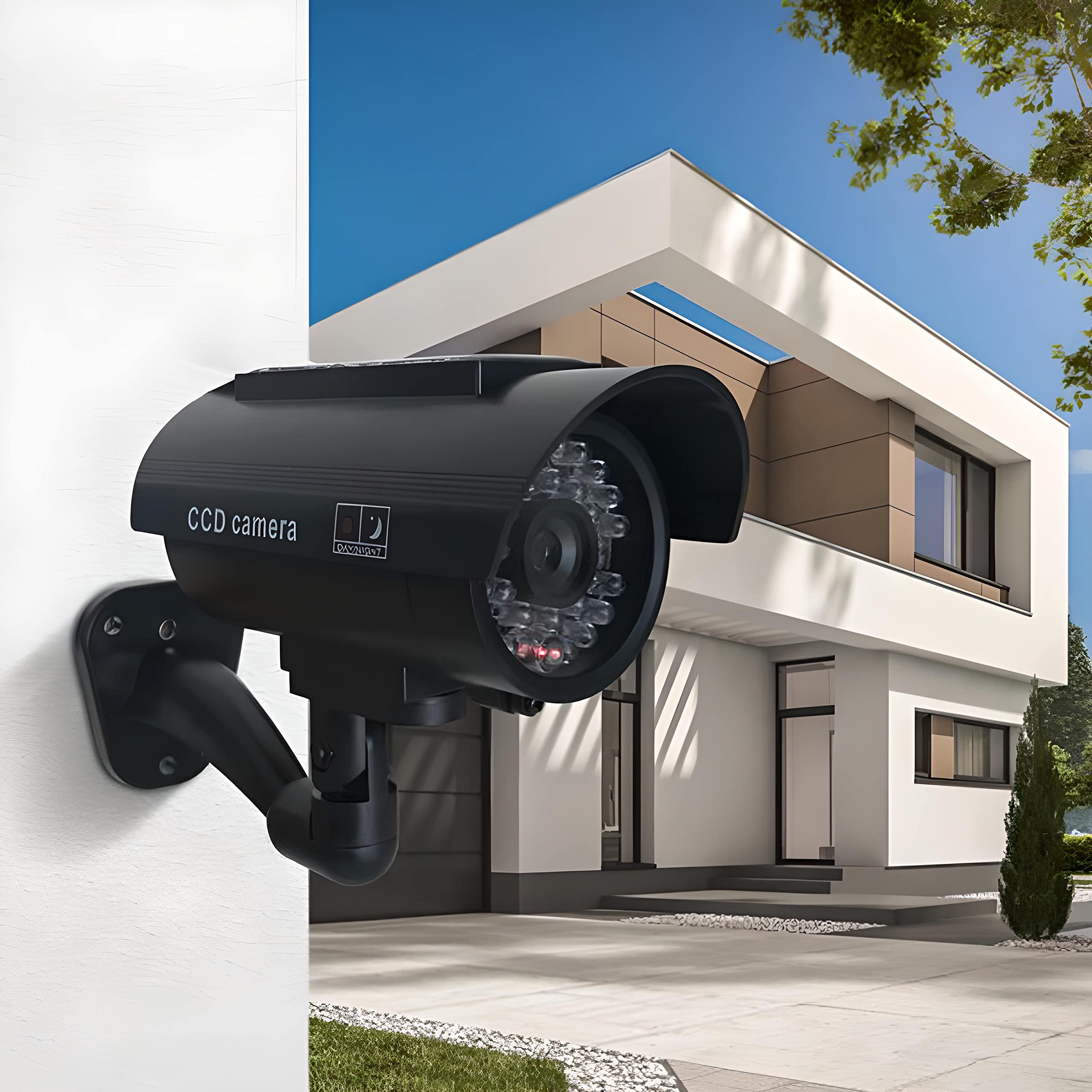 Retoo Cámara Falsa Solar con LED, Imitación Realista de CCTV, Resistente al Clima, Instalación Fácil en Interior y Exterior
