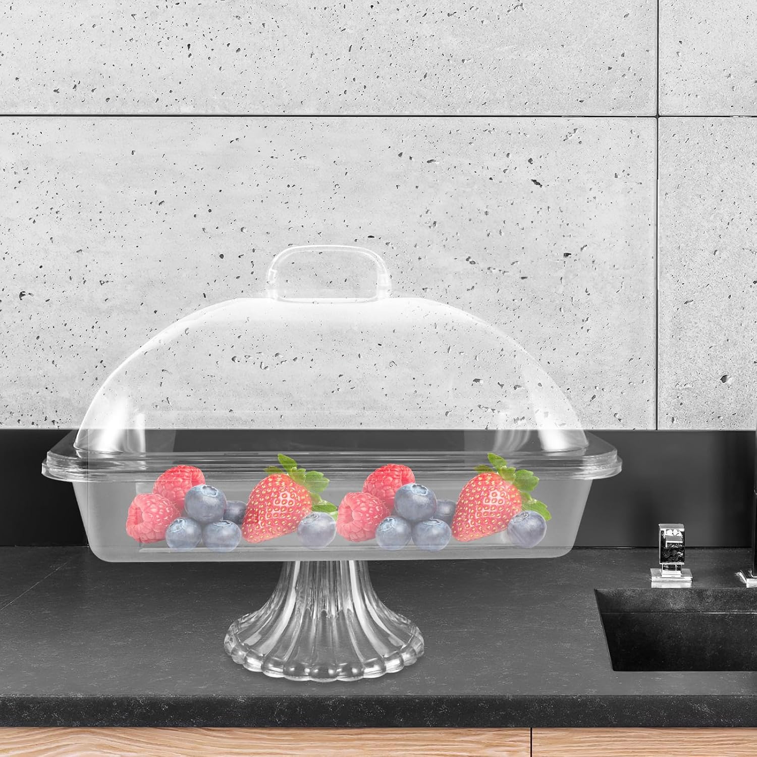 PC Preservation Rectangular Buffet Tray Lid Serving Cold with Freshness Multipurpose Use Food for Weddings and Hotel Buffets