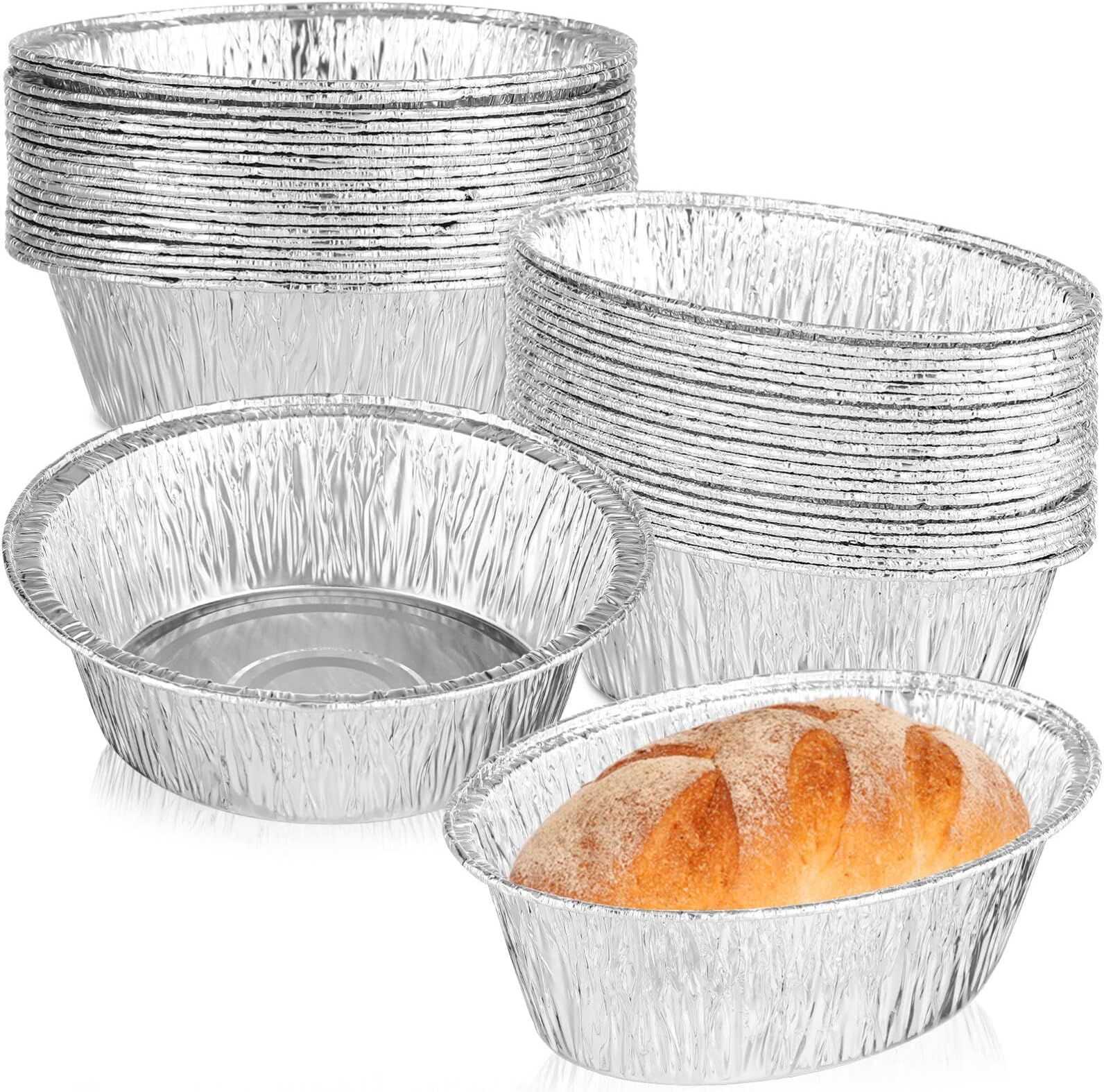 DECHOUS Small Foil Pie Dishes, 12cm 40Pcs Aluminum Foil Pie Dishes