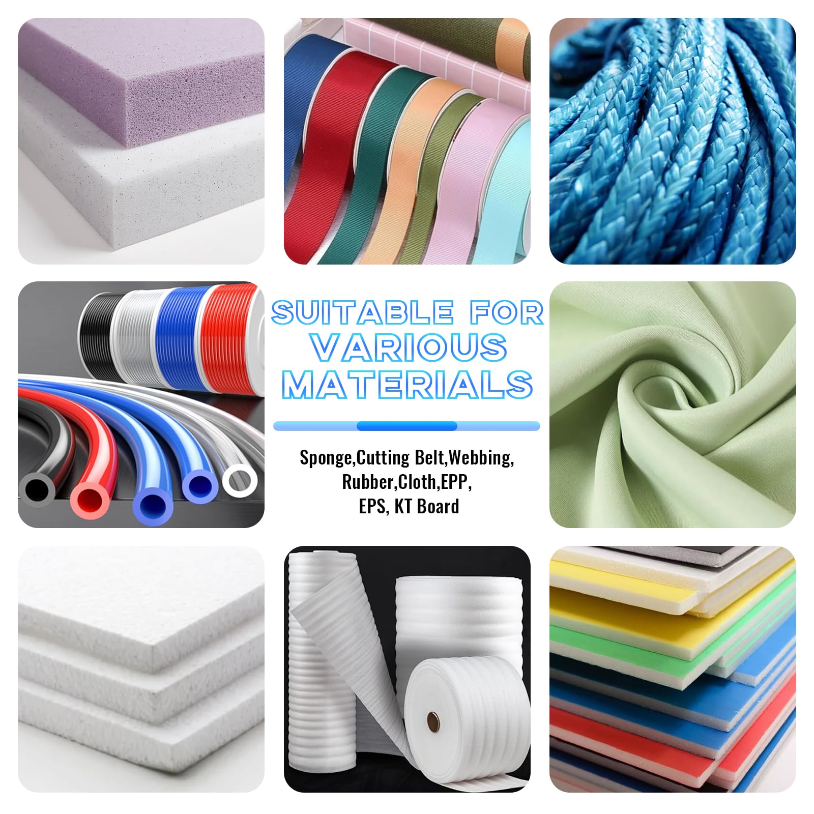Couteau Électrique,Coupe Polystyrène avec 4 Lames Droites,Machine de Découpe de Mousse,Couteau Chauffant Électrique Kit pour Panneau EPS, Éponge,Sangle,Caoutchouc,Corde Tissu Mousse Plastique