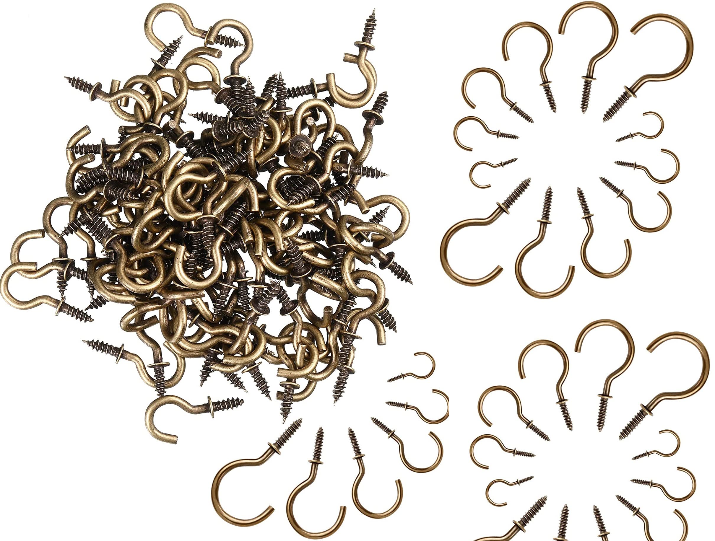 Sisi Uk Antique Brass Sisi Uk® 10Pcs Hooks Pack Shouldered Cup Plastic Kitchen Screws In Mug Peg Loop (32 Mm)
