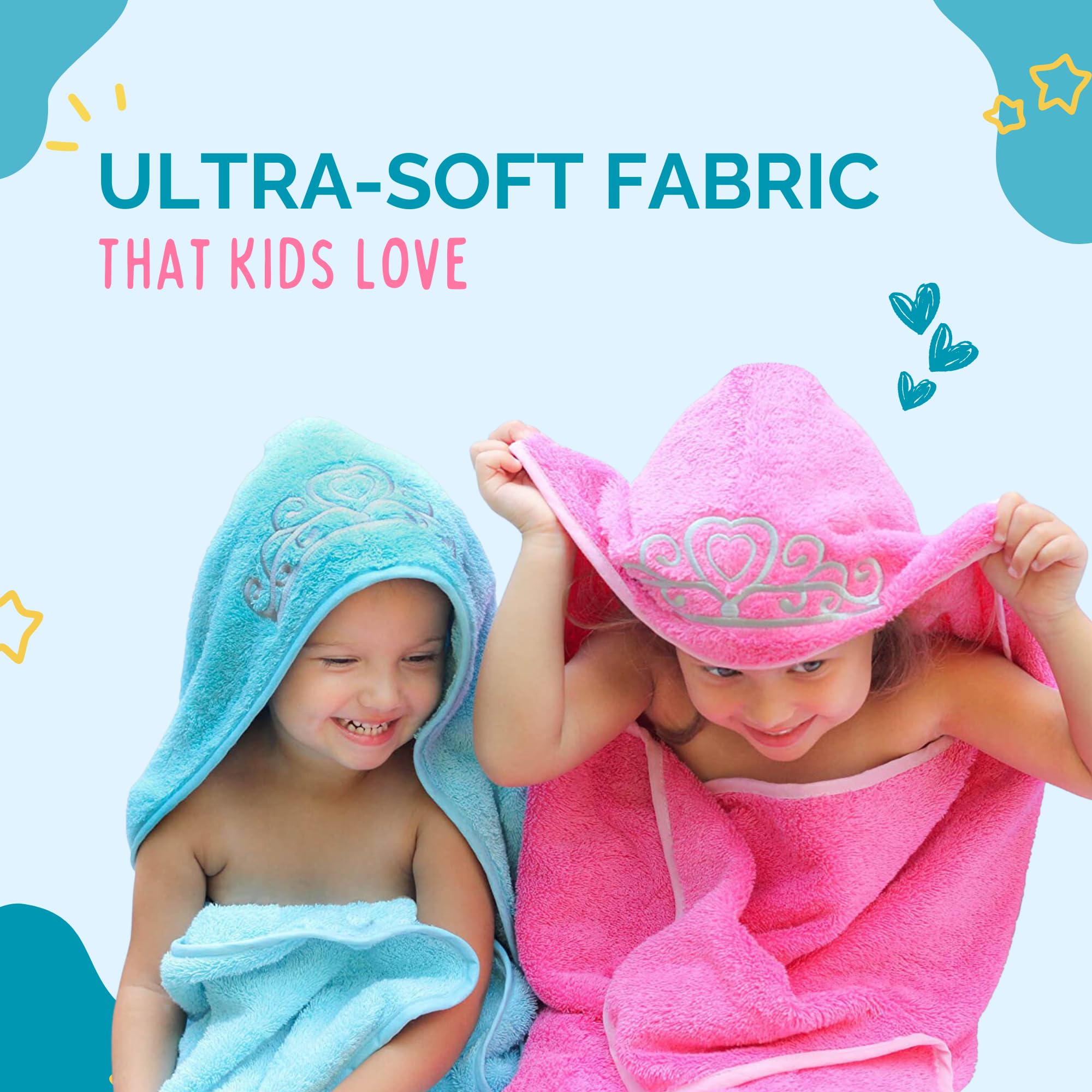 Baby Handtuch mit Kapuze, 70 x 125 cm, Plüsch und saugfähig, luxuriöses Badetuch 600 g/m², 100 % Baumwolle eisblau