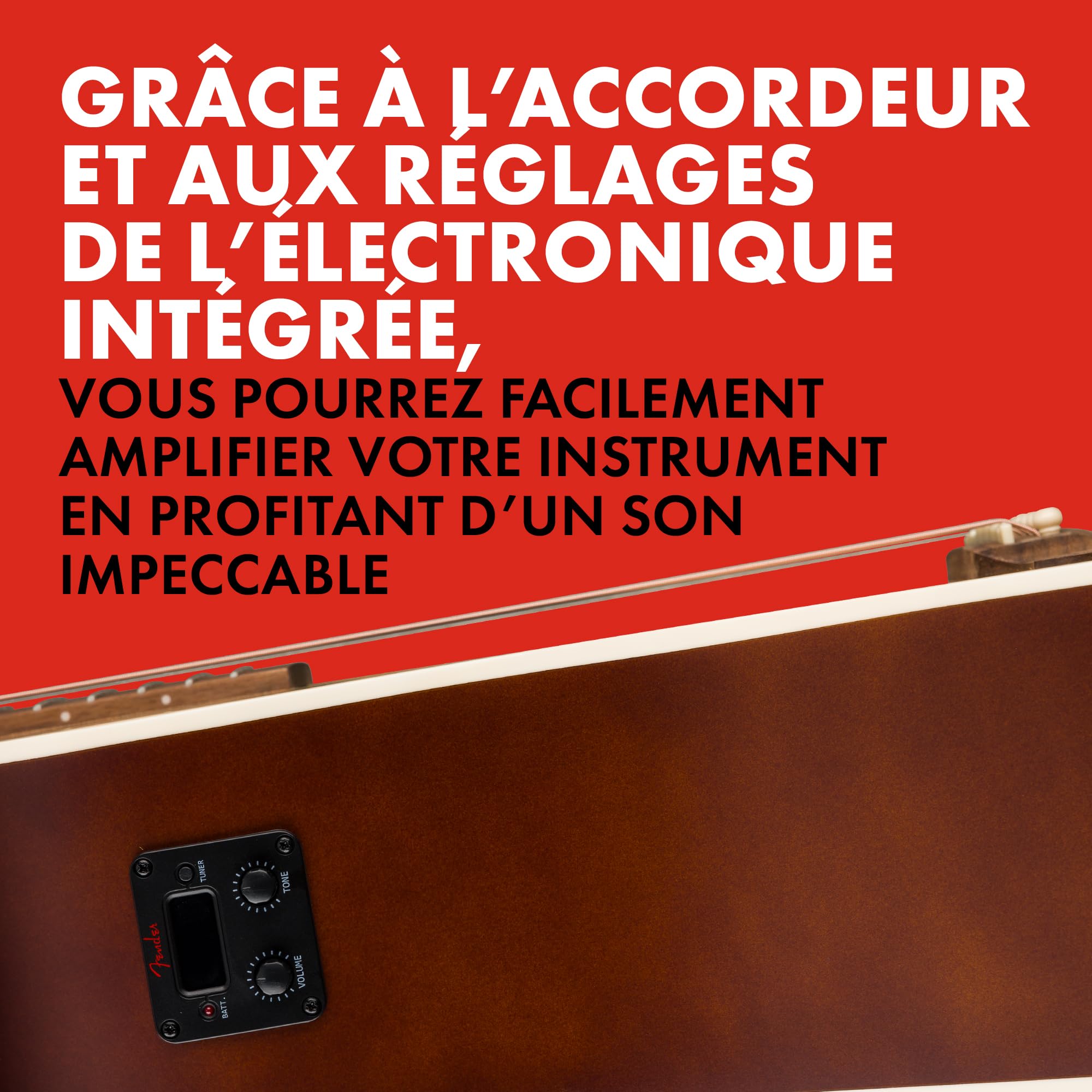 Fender CA Debut Redondo Dreadnought CE Guitare Acoustique Electrique pour Débutants, 2 Ans de Garantie, Inclut un Accordeur Intégré et des Commandes Volume et Tonalité Intégrées, Couleur Naturelle