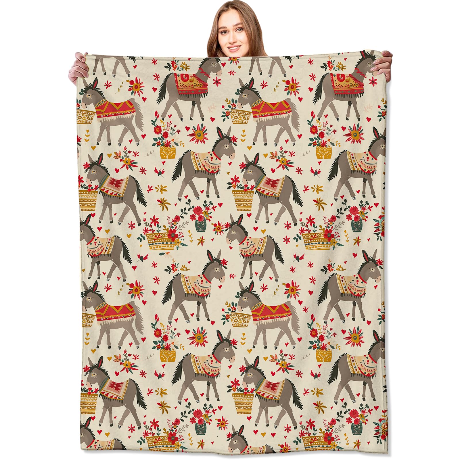 VODRM Spooky Goth Blanket Gothic Black Cats, Skulls, and Bats Throw Blankets Gifts for Girls Boys Adults Lightweight Soft Fleece Cozy for Sofa Couch Bed Room Travel Birthday Halloween Decor 50x60in: 40x50in Donkey