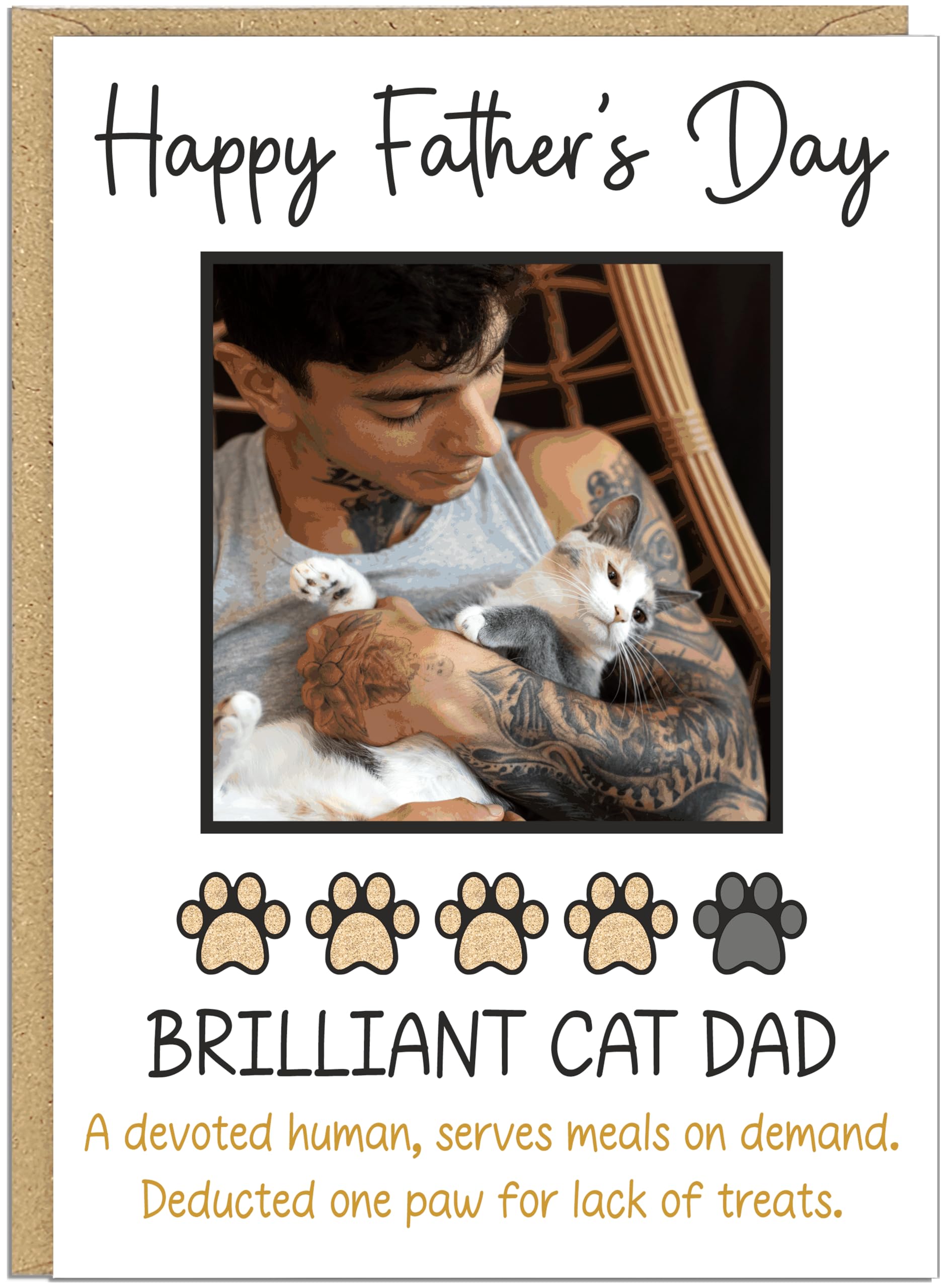 Personalised Cat Dad Happy Father's Day Card A5 A4 - Brilliant Purrfect Fantastic Cat Daddy Gift Own Photo Custom Funny Cat Dad Cards from Fur Baby Son - Daughter (Design 1) โ image 1