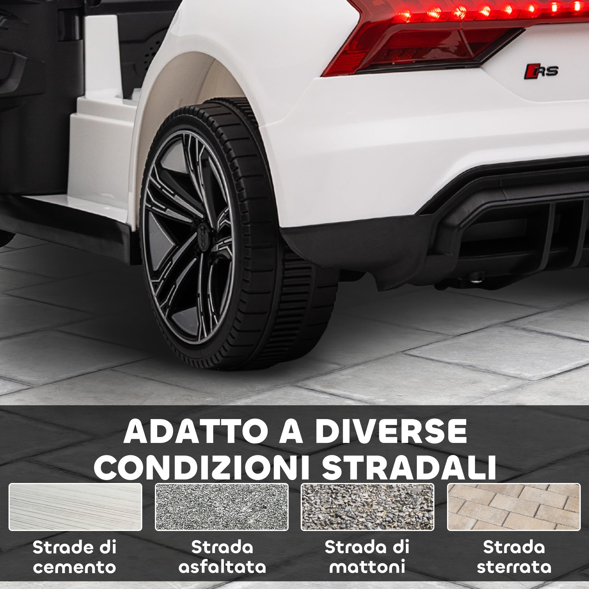 HOMCOM AUDI RS e-tron GT Macchina Elettrica per Bambini 3-5Anni, 12V Doppio Motori Auto Elettrica per Bambini 3-5km/h, Cintura di Sicurezza, Telecomando, Sospensioni, Musica, Luci LED, Clacson