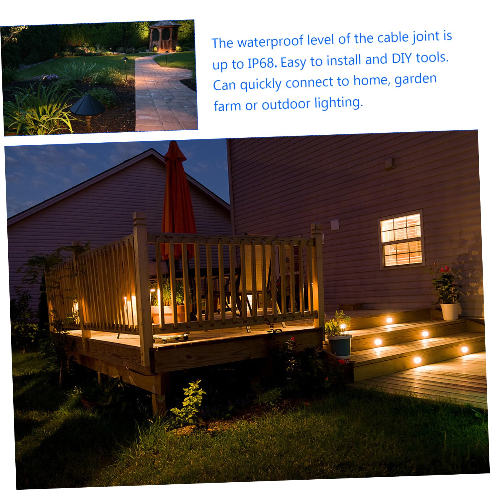 DOITOOL 2 Set 3 Pin Connettore Luce Led Ip68 Connettore Elettrico Adattatore Filo Per Luci Da Giardino 4 Pezzi * 2