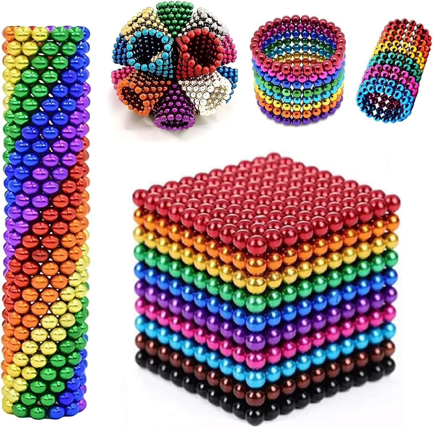 5mm Magnetic Balls Fidget Toy, 216/512/1000 PCS Magnetic Rainbow Balls Beads Fidget for Adults and Teenagers Office, Colorful Magnetic Beads Building Desk Toys (1000pcs)