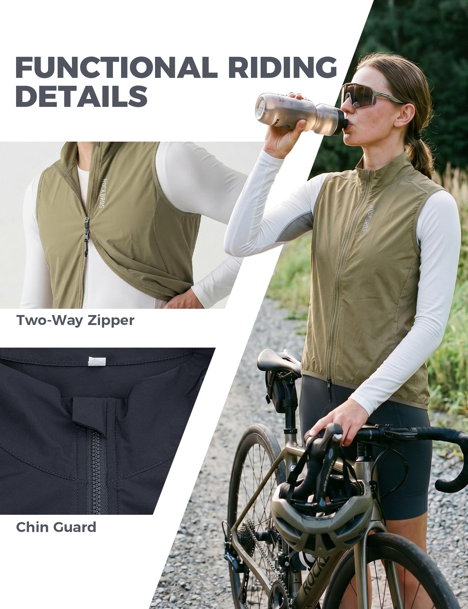ROCKBROS Chaleco Ciclismo Cortavientos Ultraligero para Hombre Mujer