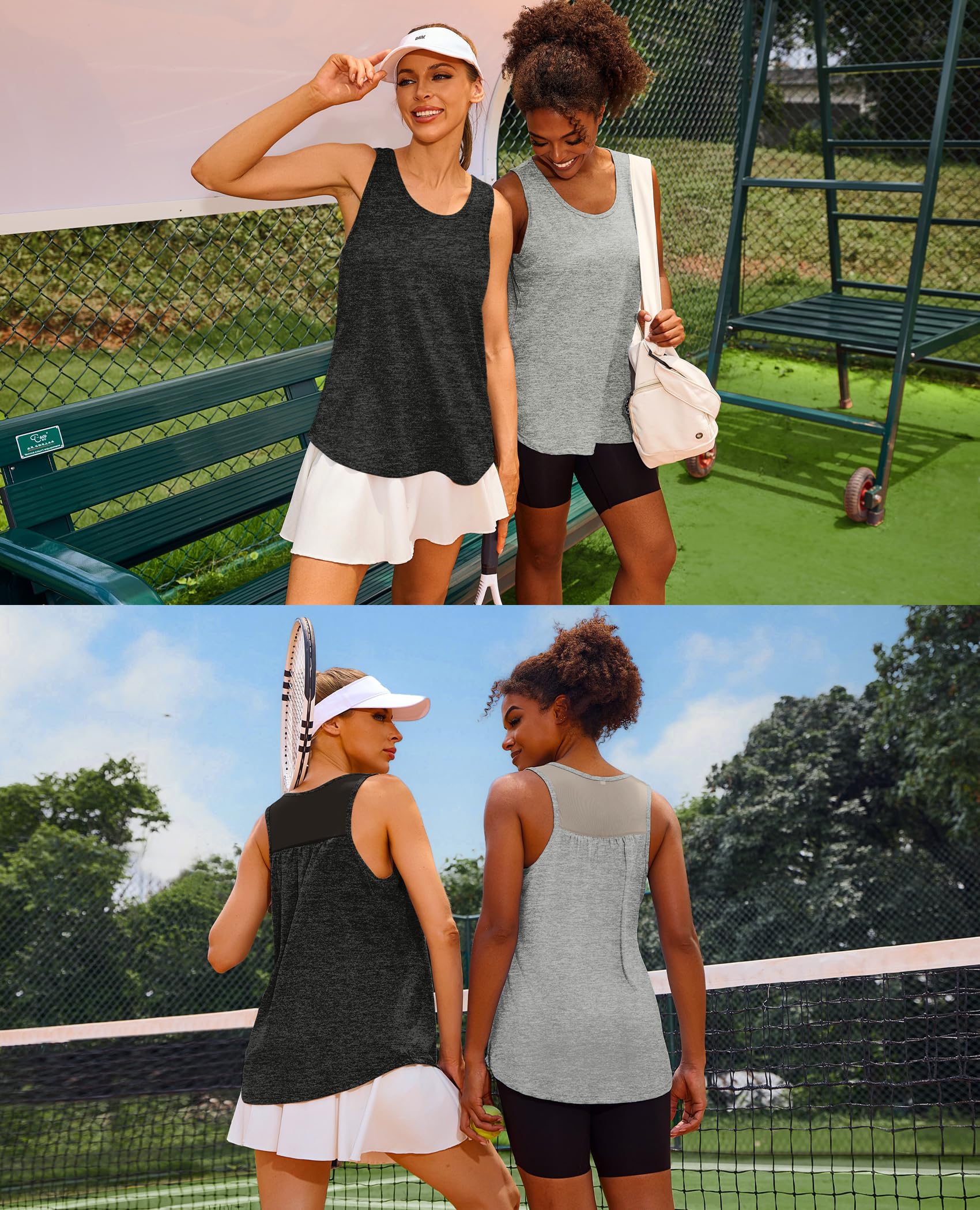 Débardeur de Sport Femme sans Manches Running Fitness Tank Top Léger Dos en Maille Tee Shirt Col Rond Yoga Shirt pour Femme S-3XL