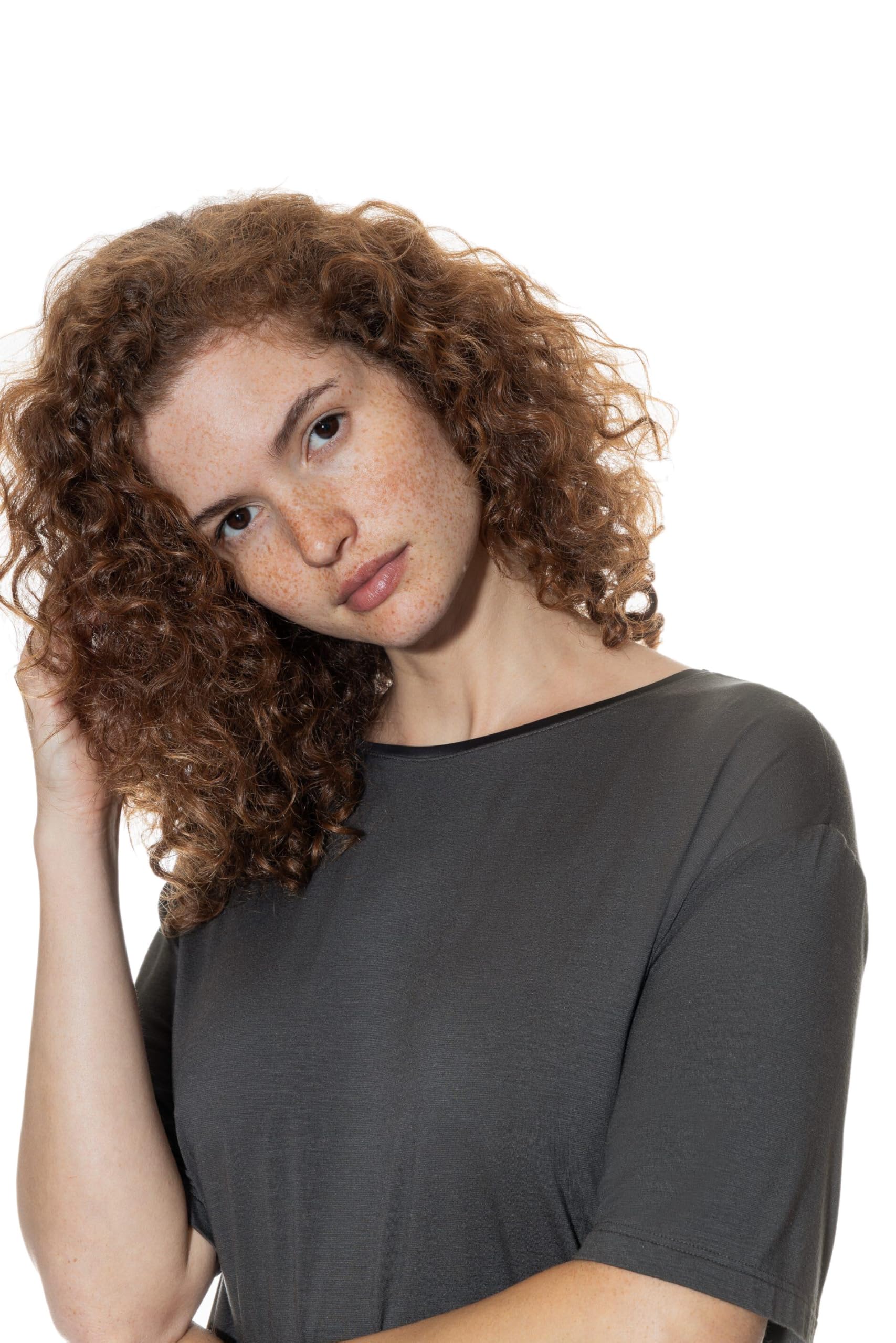 Mey Damen Nachthemd: Fließendes langes Shirt, Weiter Rundhalsausschnitt, Satin-Details, Luxuriöser Glanz, Natürliches Tragegefühl, Serie Pure Chic