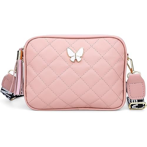 Small Quilted Shoulder Bag for Women Trendy Cross Body Purse with Butterfly Design Crossbody Bag for Ladies
