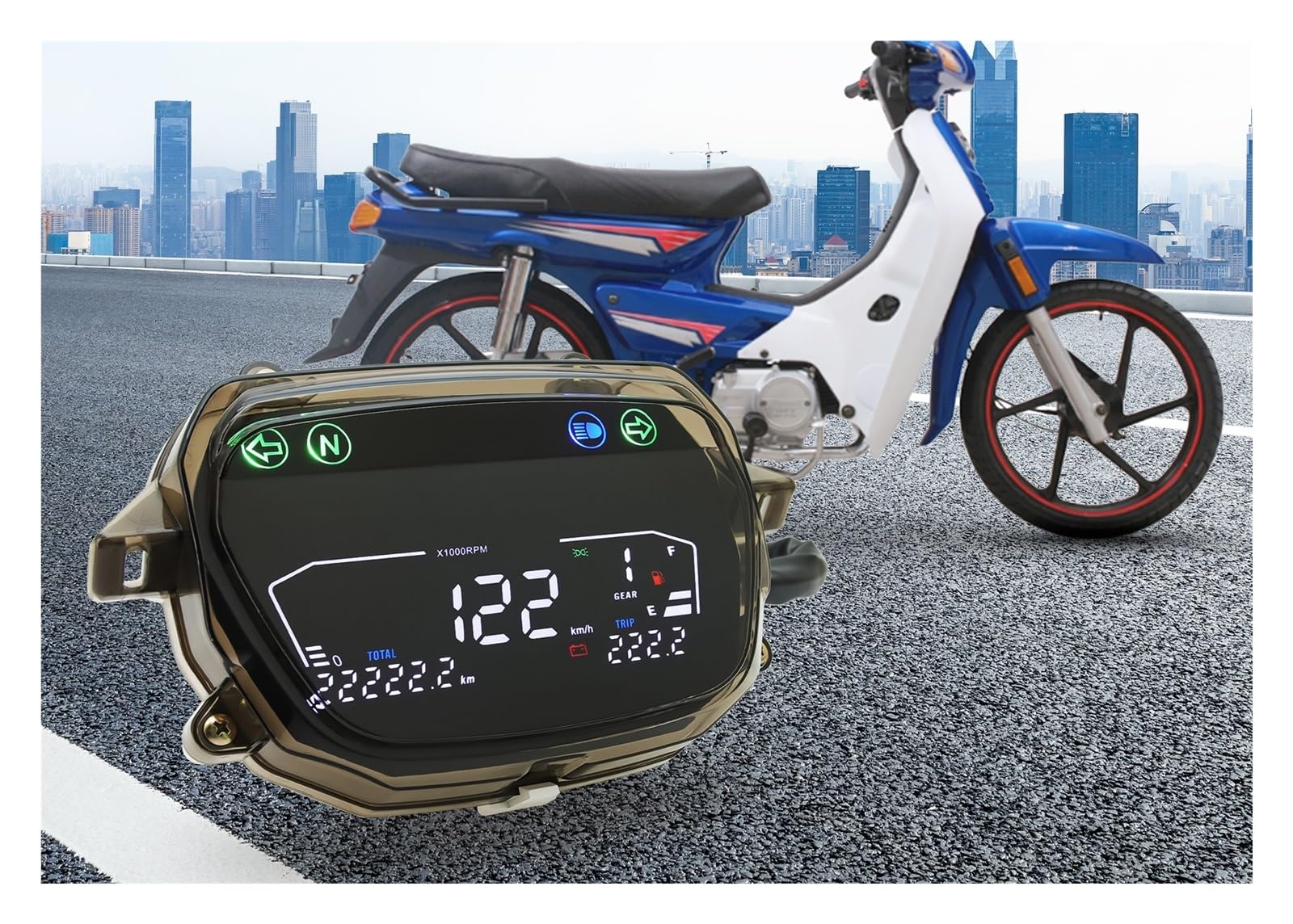 Velocímetro Digital para Demak EX90 Para | Pantalla de velocidad del tablero de instrumentos de la motocicleta MEDIDOR DIGITAL Tacómetro Odómetro para Demak EX90 Para