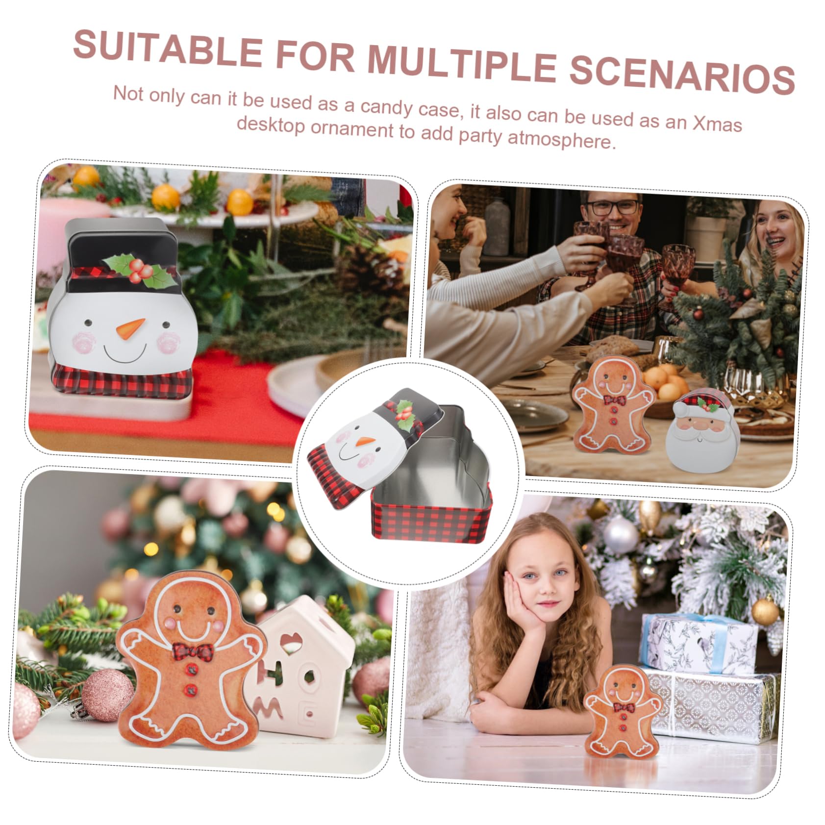 4pezzi Scatola Per Biscotti e Caramelle Motivi Natalizi Decorativi Per Dolcetti e Caramelle Per Festa Natale Decorazione Casa Piccolo e Leggero Facile Riporre e Trasportare