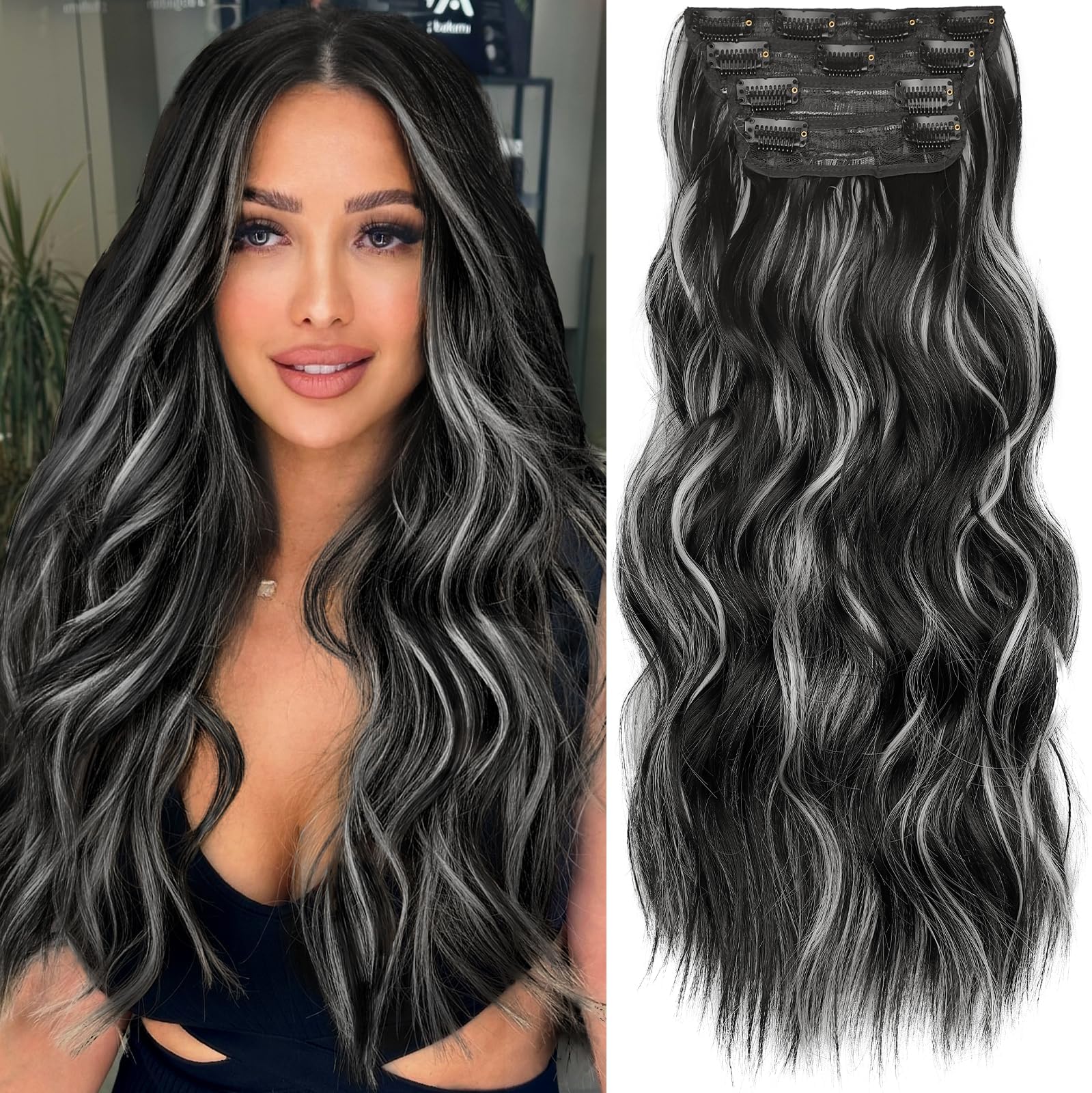 Black and white hair extensions Clearance