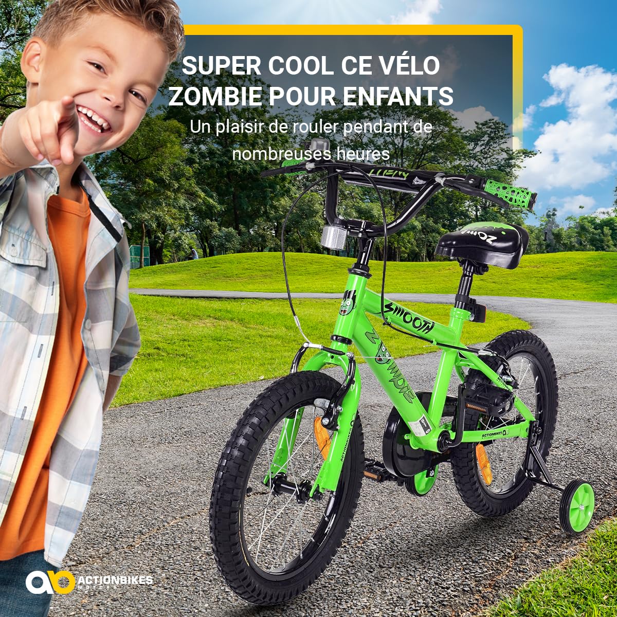 Action Bikes Zombie Vélo pour Enfant à partir de 3–9 Ans 12 16 20 "Vert Enfants Fille garçon Vélo
