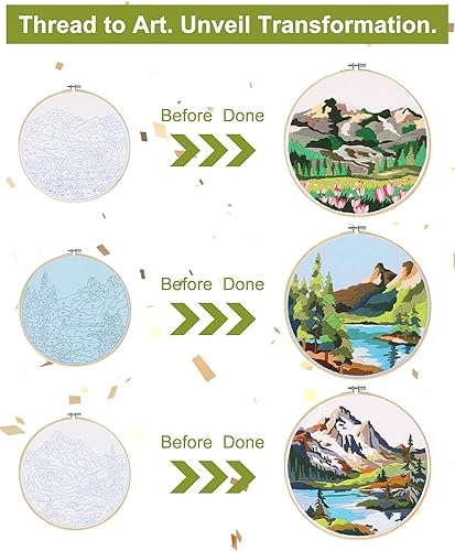 Miniatura 6 de Santune Kit de bordado para principiantes con instrucciones (idioma español no garantizado), kits de punto de cruz para adultos con patrón de