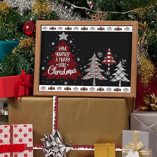Miniatura 7 de AnyDesign 12 rollos de cinta Washi a cuadros de Navidad, color rojo, negro y blanco, cinta adhesiva Washi para árbol de Navidad, gnomo, muñeco de