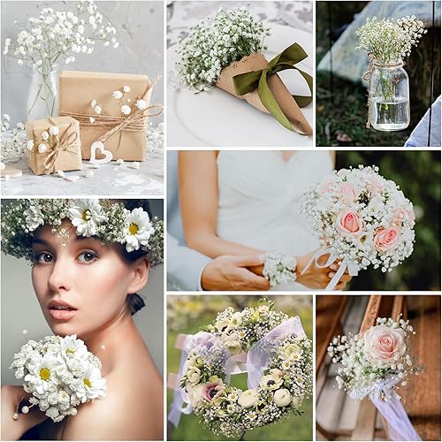 Miniatura 7 de Ramo de gypsophila de imitación de tacto real, 48 piezas de flores artificiales para bricolaje, arreglo floral para centros de mesa de boda y