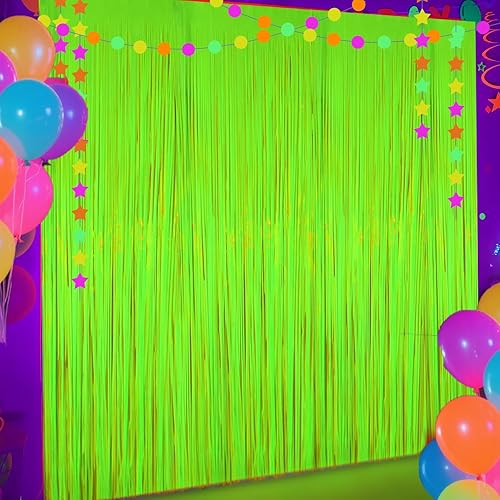 Miniatura 14 de Paquete de 2 cortinas de flecos de aluminio para autos de carreras, fondo metálico de oropel con purpurina a cuadros negros y blancos