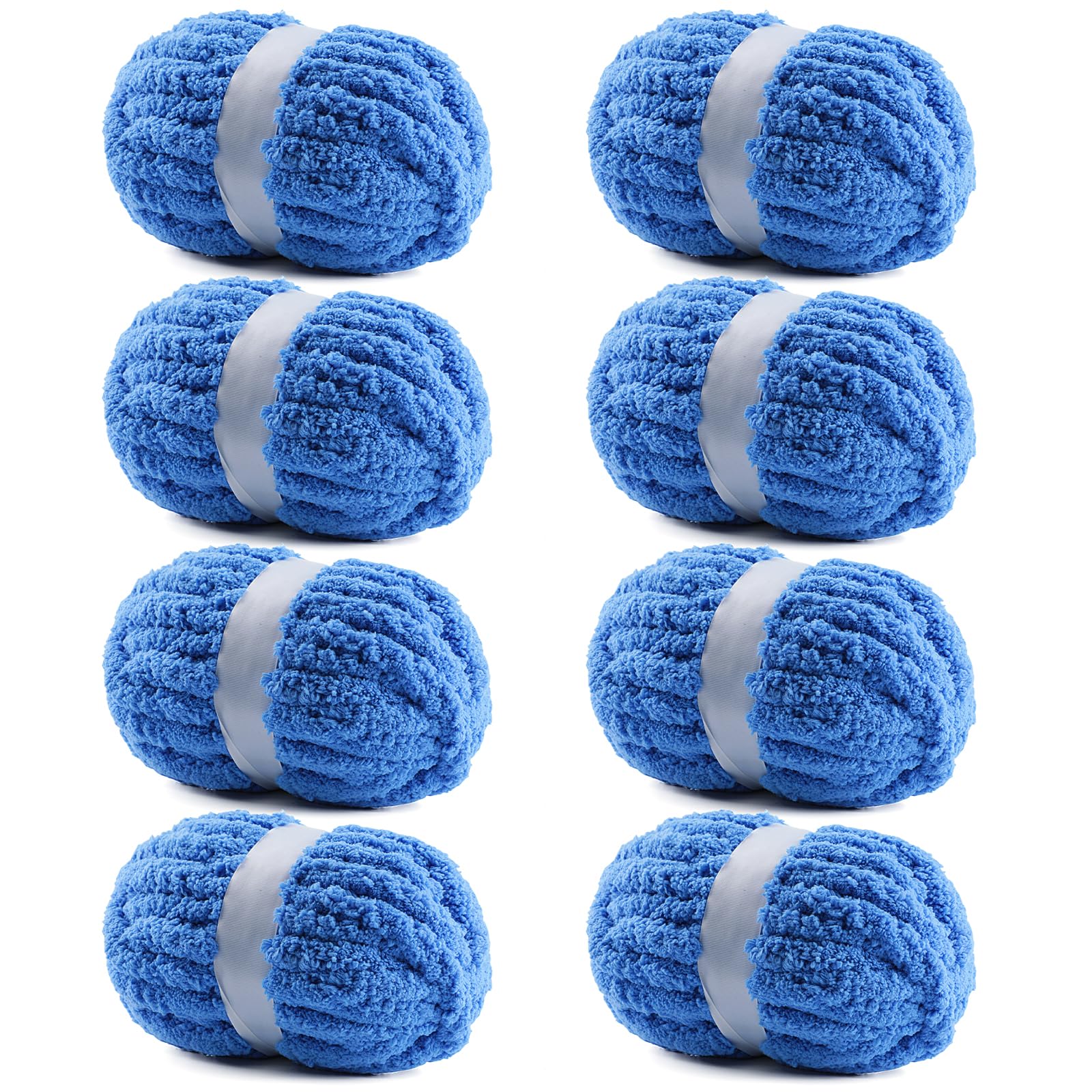 Confezione da 8 filati grossi per lavori a maglia, di ciniglia super voluminosa, n. 10, soffice jumbo, per coperte spesse e realizzate a mano, sciarpe e decorazioni per la casa (8, blu cielo)