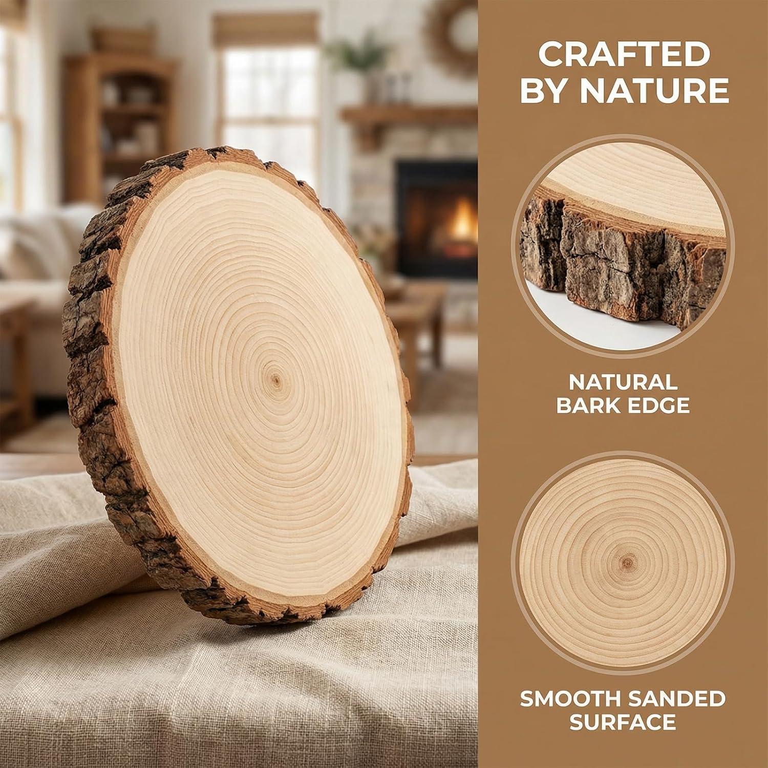 SENMUT 10 Pack Large Wood Slices 7-8 Inches - Natural Unfinished Wood Rounds for Centerpieces, Rustic Wedding Table Decor, DIY Crafts, Christmas Ornaments & Party Platter - Pine Wood Slabs