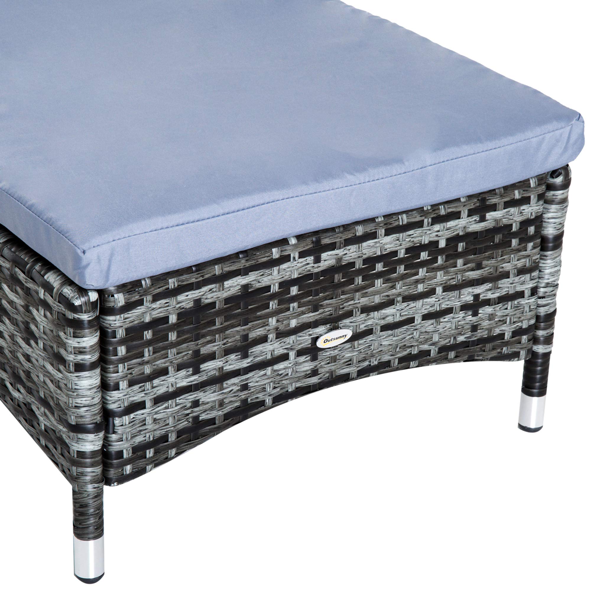 Outsunny Lot de 2 Transats Bains de Soleil Grand Confort : Matelas Gris