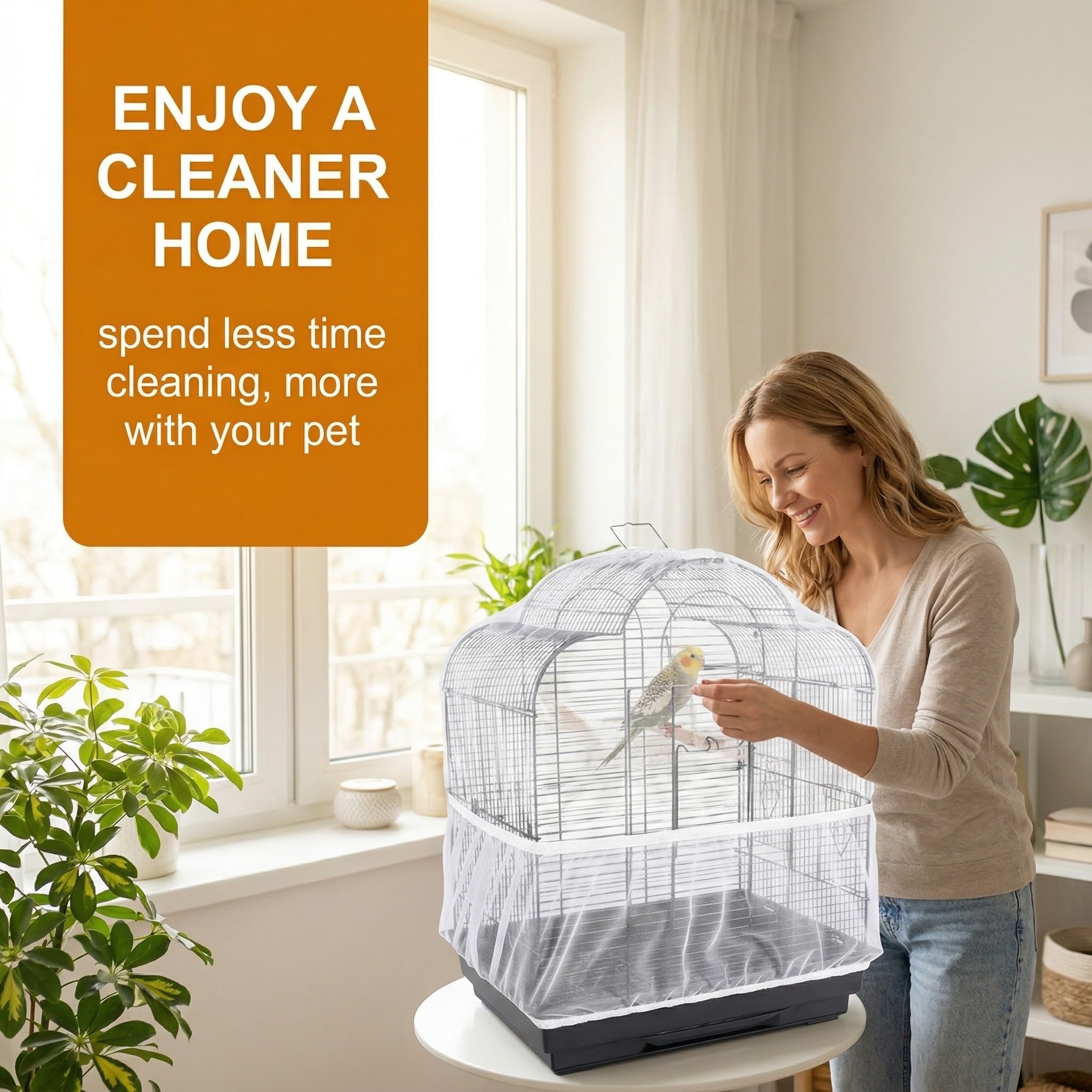 Copertura Gabbia Pappagalli 1 Pezzo Bianco Altezza 20 Cm Circonferenza 80-110 Cm Rete Nylon Ventilata