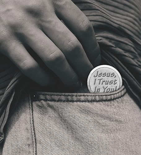 Miniatura 3 de Coronilla de la Divina Misericordia - con medalla en relieve, ficha de Jesucristo, tarjeta de oración del Señor | Ficha de bolsillo de Jesús I Trust