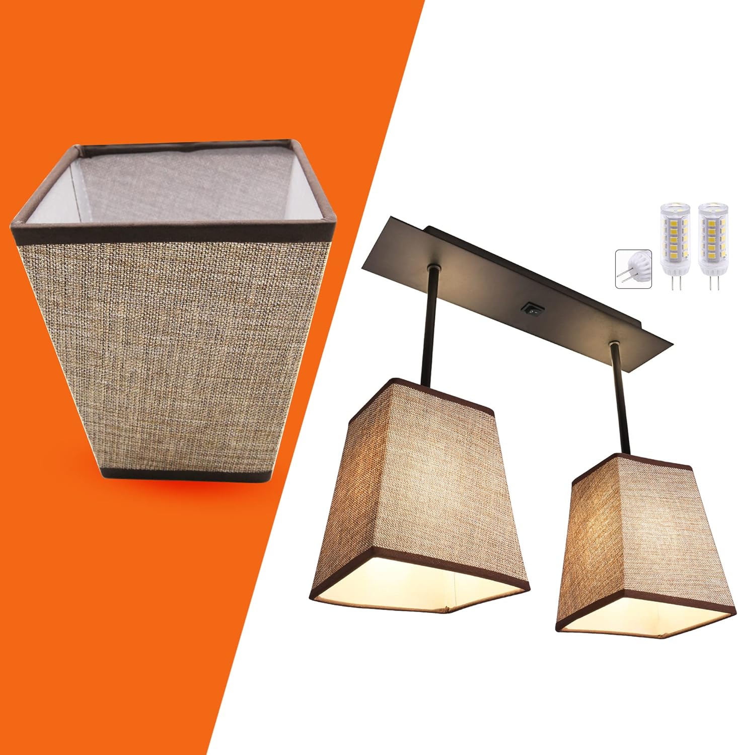 Facon Decorative Fabric RV Light Fixture with On&Off Switch