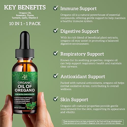 Miniatura 2 de Suplemento líquido de aceite orgánico de orégano con tomillo, cúrcuma, aceite de orégano, limpieza, desintoxicación, apoyo digestivo e inmunológico,