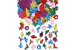 LENSARKU Glitter Ocean Foam Stickers for Kids' Colorful Sea Creatures Fun
