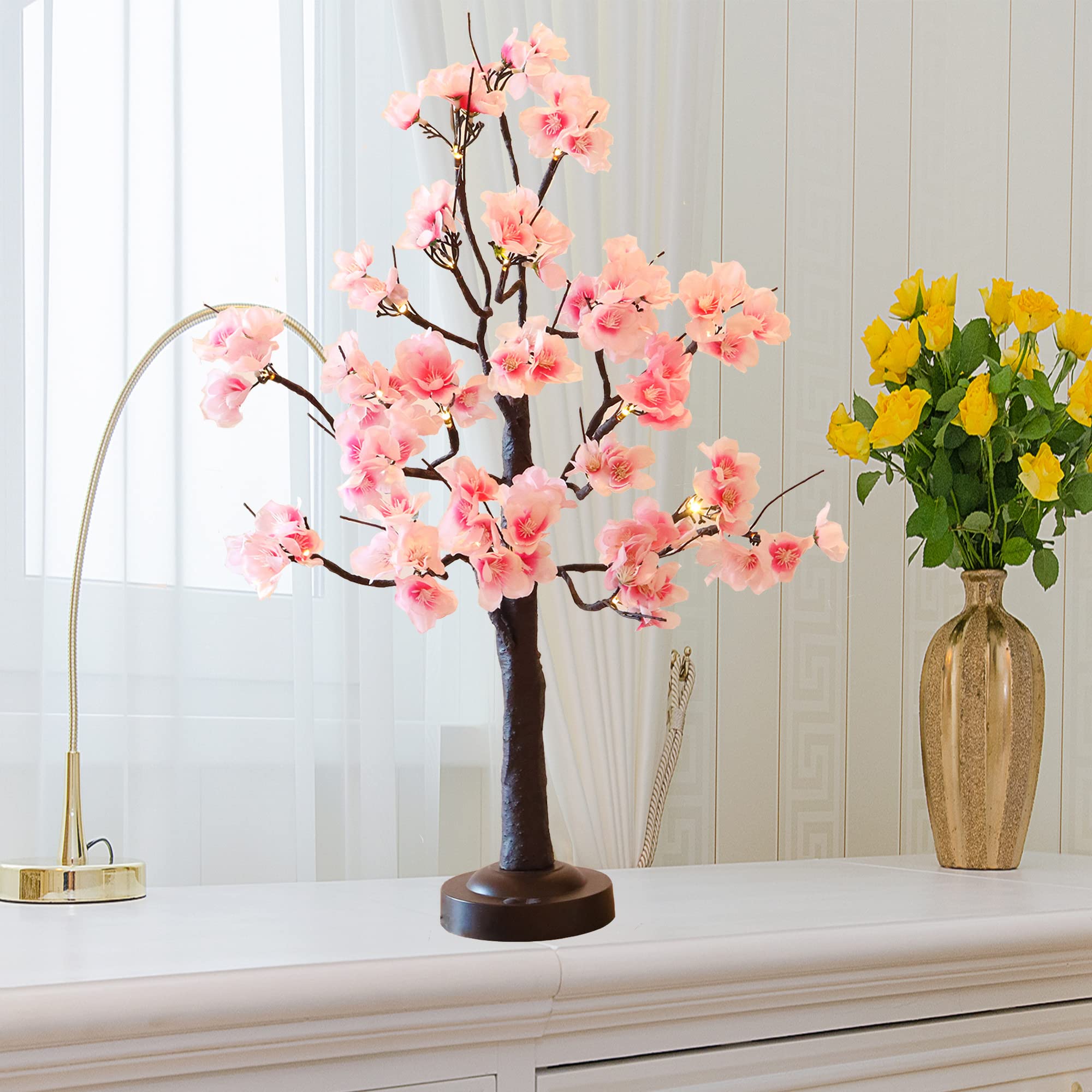 Amazon.co.jp : Mycznsyard 24個 ピンク 桜 ツリーランプ 18インチ