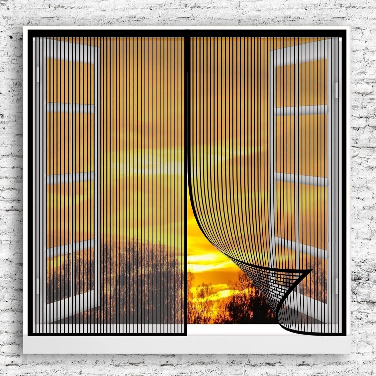 Magnetic Anti-Mosquito Net for Doors Automatic Closing Magnetic Mosquito Net Door Curtain Mounting Adhesive for Windows, Black (Black, 140 cm Wide x 150 cm High)