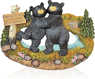 Pine Ridge Black Bear Home Decor Wall Decor, An Old Bear Lives Here with His Honey Wood-Like Plaque, Rustic Indoor Outdoor Wall Signs with Hanging Hook