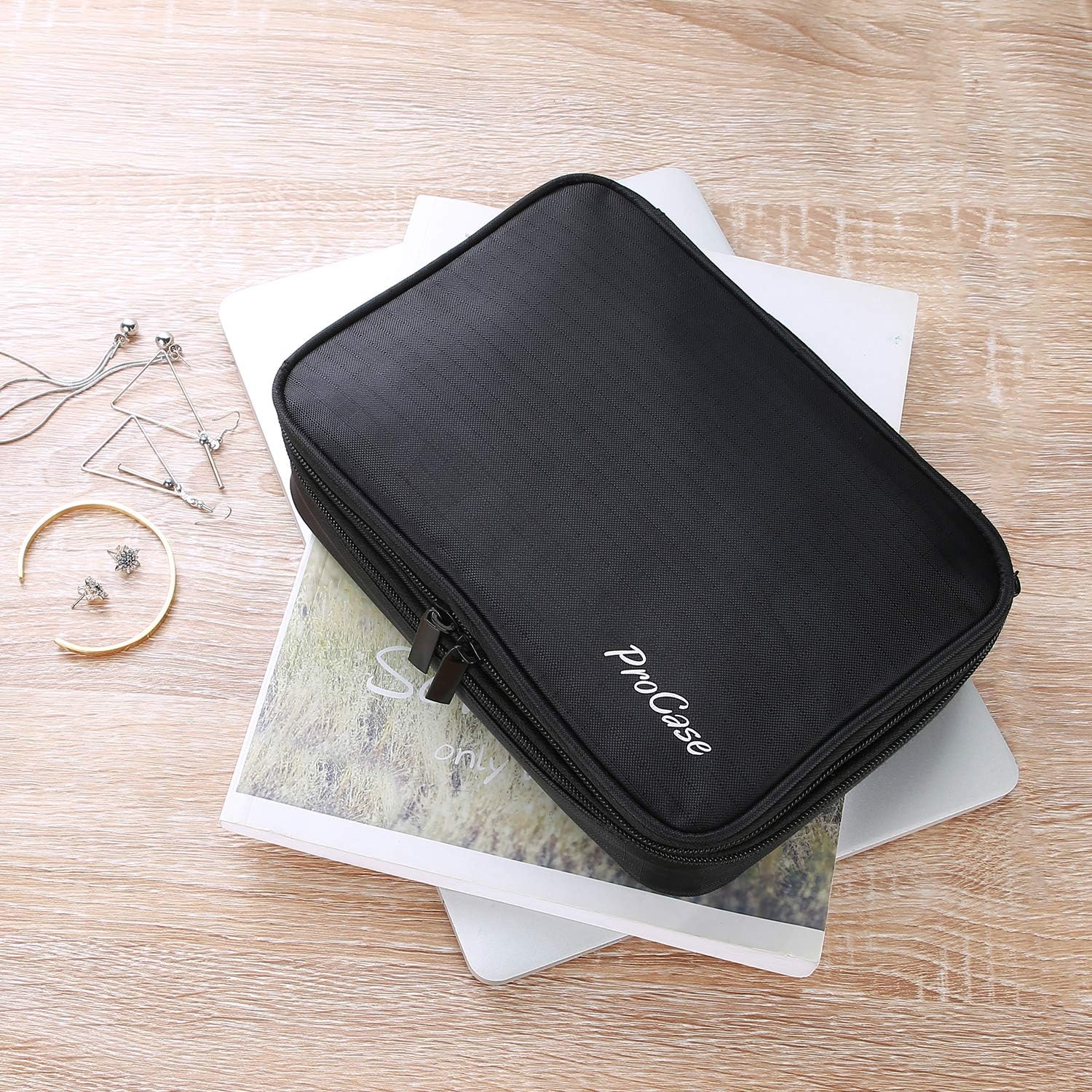 ProCase Travel Jewelry Case Organizer Bag, Soft Padded Jewelry Carrying Pouch Portable Storage Holder for Earrings Ring Necklace Bracelet Chain - Image 8