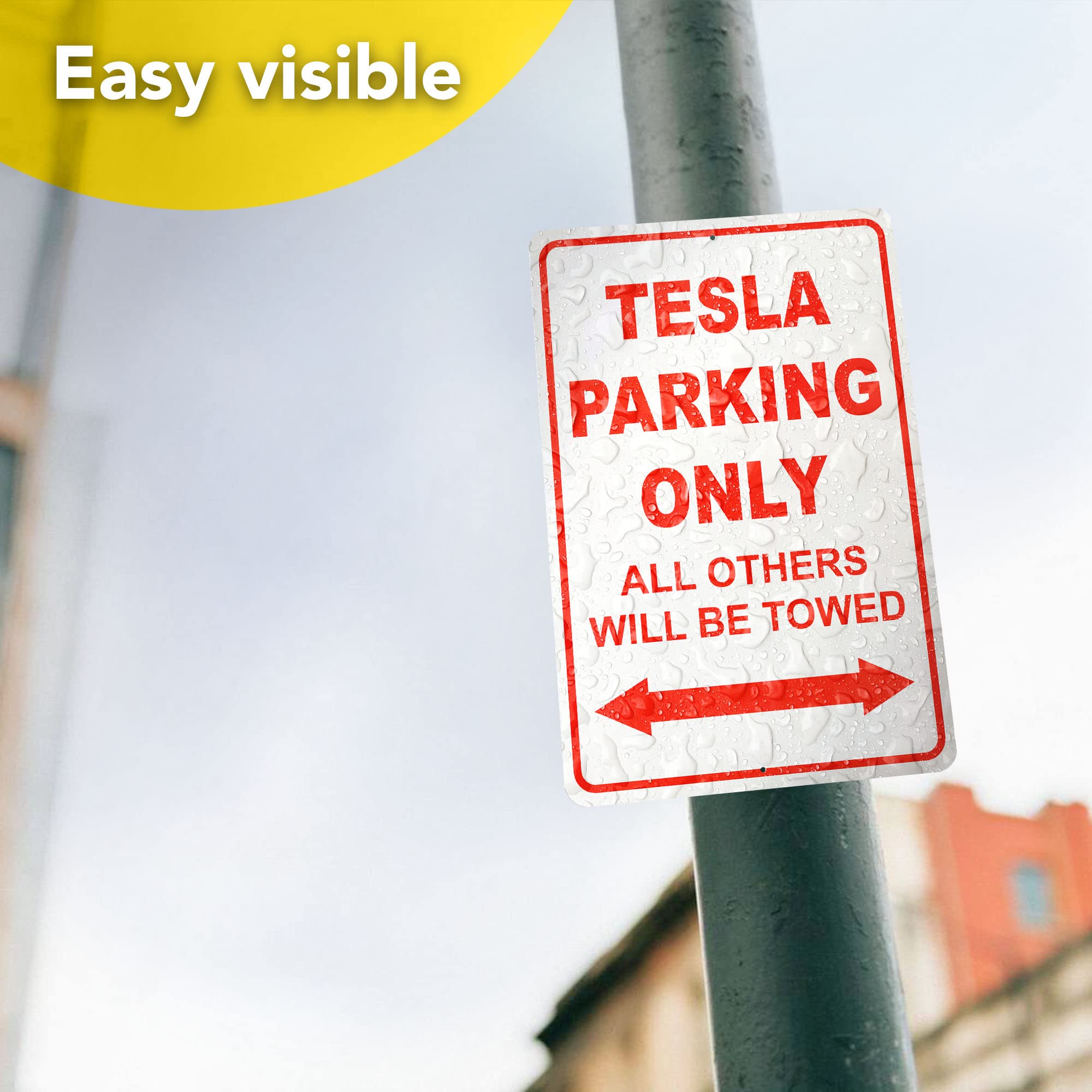 Tesla Parking Only Schild – 20,3 x 30,5 cm, Aluminium Tesla Garagenschilder