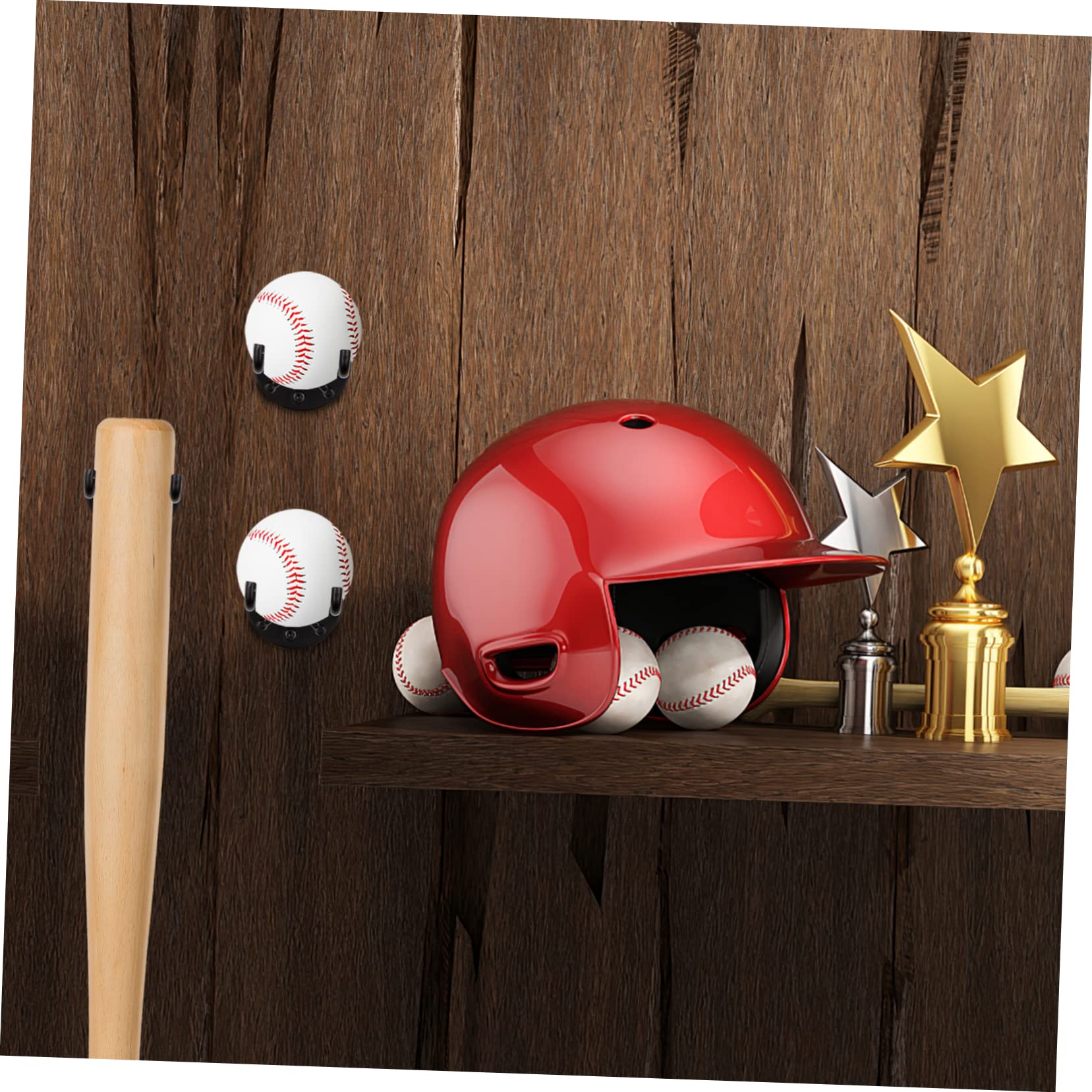SUPVOX 6-piece Wall-mounted Baseball Bat Racks Bat Holders Display Hangers Wall Shelf